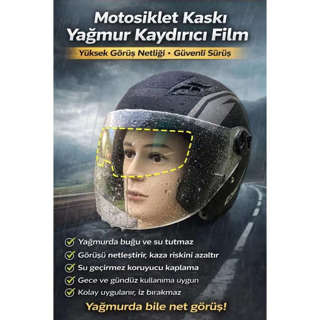 #KaplamaFilm Motorsiklet Görüş Netliği Kaza Riski Önleyici Su İtici Buğu Önleyici Kaplama Film
