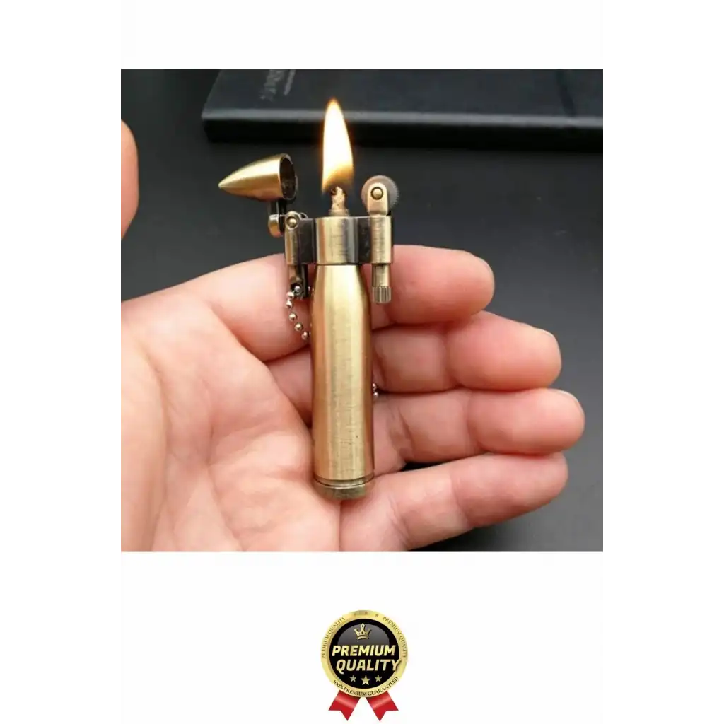 #Çakmak Vintage Koleksiyonluk Estetik Hediye Klasik Şık Saf Pirinç Gövde Kurşun Tasarımlı Çakmak