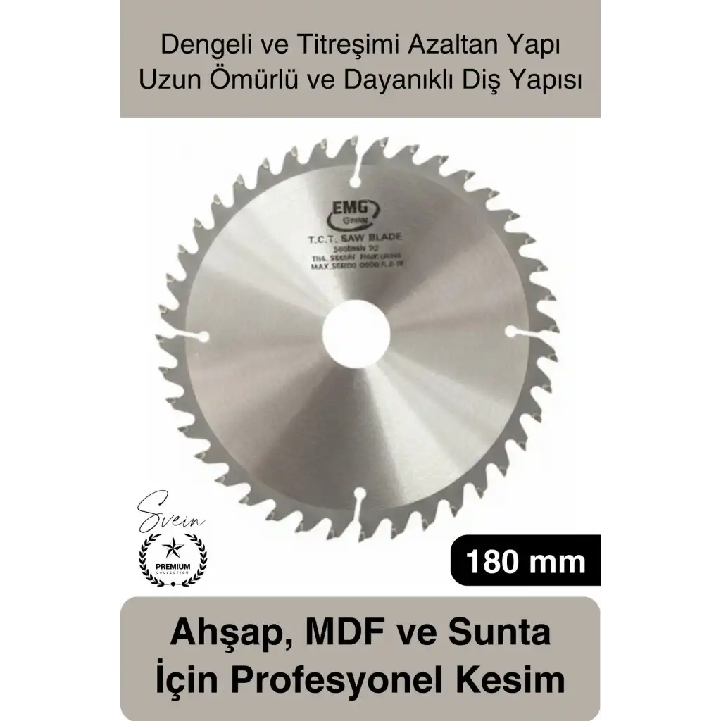 #DaireTestere 180 mm 40 Diş Ahşap Kesim Daire Testere Diski MDF ve Sunta İçin Profesyonel Hassas 40T