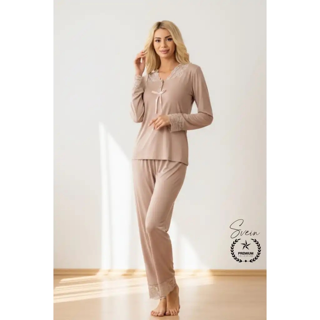 #Pijama Vizon Penye Kadın Pijama Takımı Rahat Ev Giyim Günlük ve Çeyizlik Nefes Alabilen Yumuşak