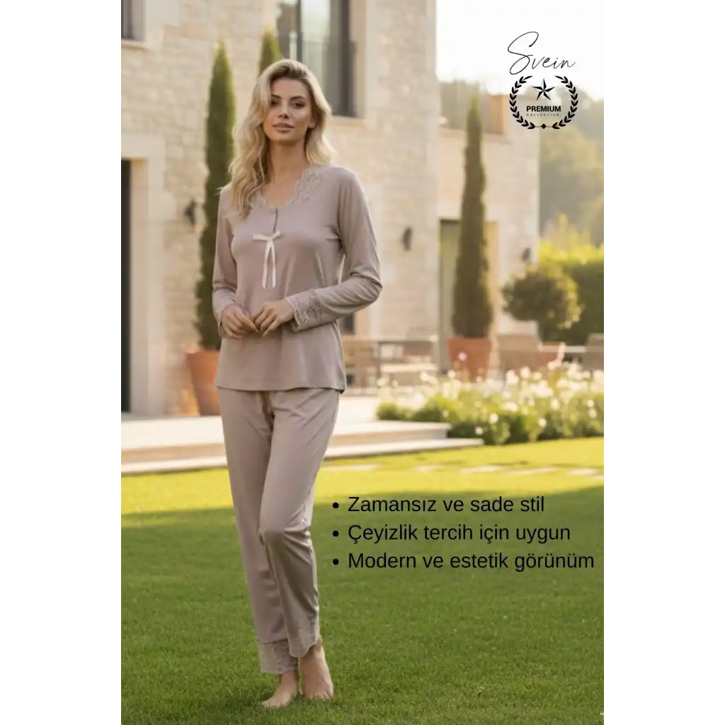 #Pijama Vizon Penye Kadın Pijama Takımı Rahat Ev Giyim Günlük ve Çeyizlik Nefes Alabilen Yumuşak