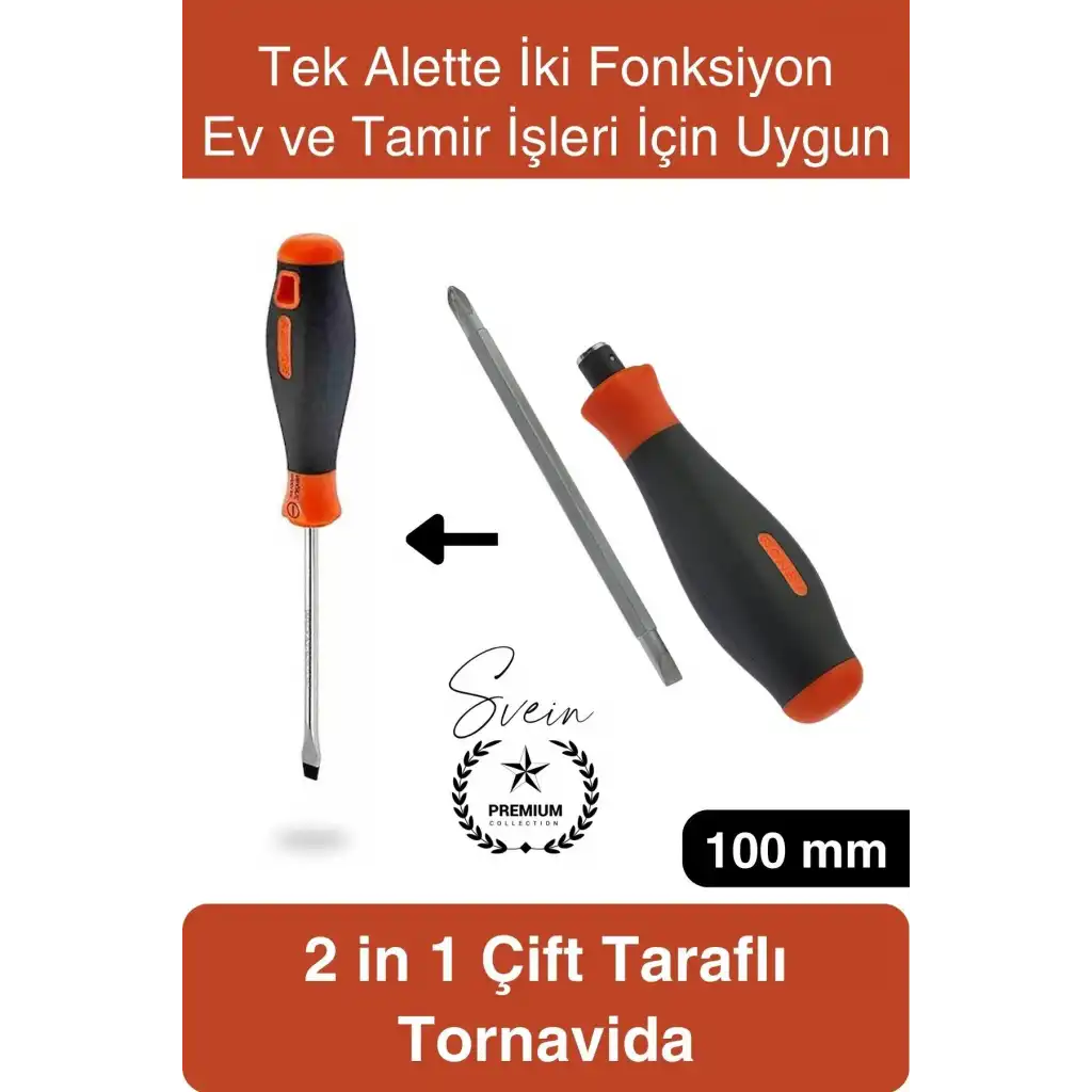#Tornavida 2 in 1 Çift Taraflı Yıldız Düz Tornavida Kompakt 2 Fonksiyonlu Ev ve Tamir İşleri İçin
