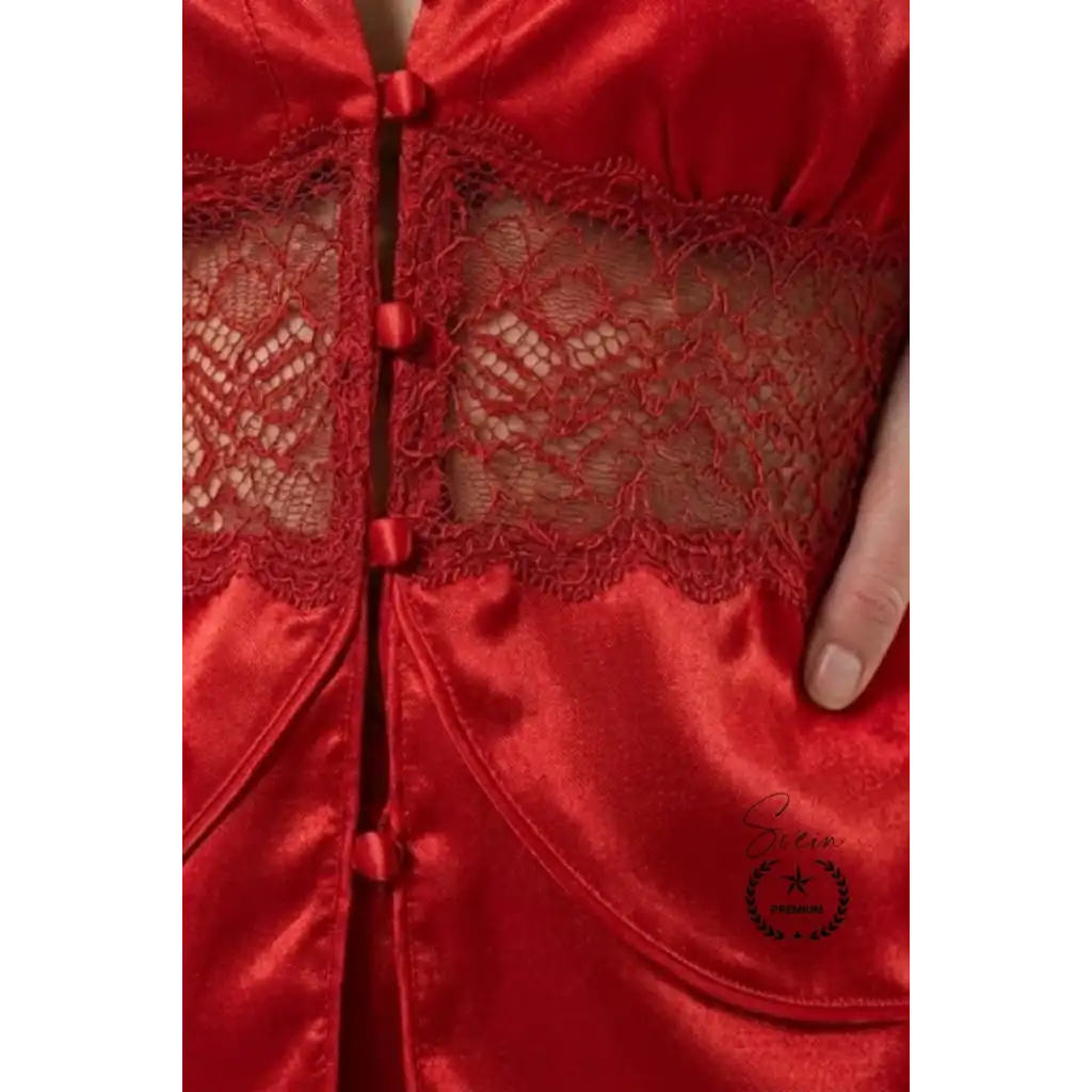 #Pijama Kırmızı Saten Kadın Pijama Takımı Rahat Ev Giyim Günlük ve Çeyizlik Nefes Alabilen Yumuşak