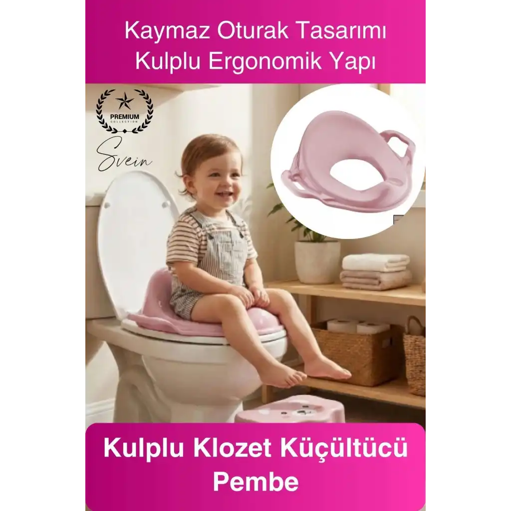 #Klozet Pembe Kulplu Klozet Küçültücü Çocuk Adaptörü Tuvalet Eğitimi İçin Kaymaz Oturağı Küçültücü
