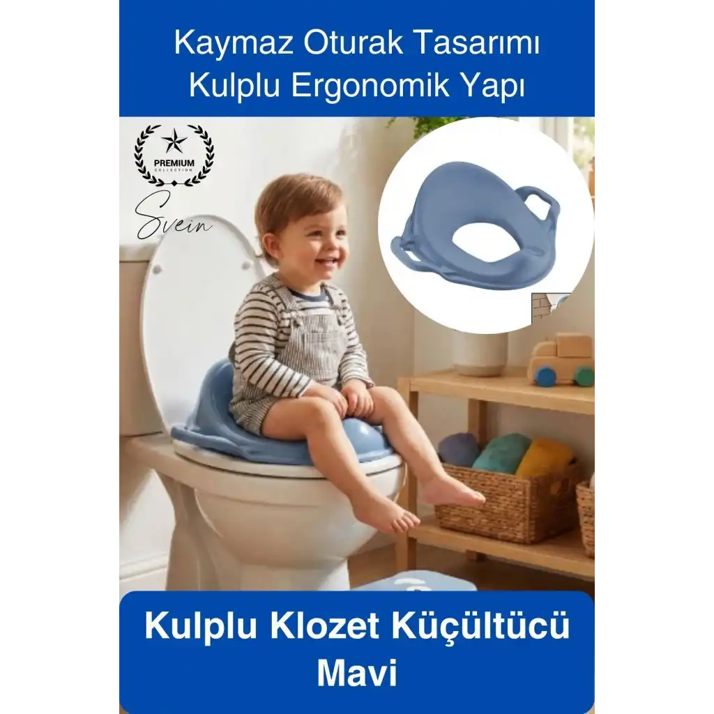 #Klozet Mavi Kulplu Klozet Küçültücü Çocuk Adaptörü Tuvalet Eğitimi İçin Kaymaz Oturağı Küçültücü