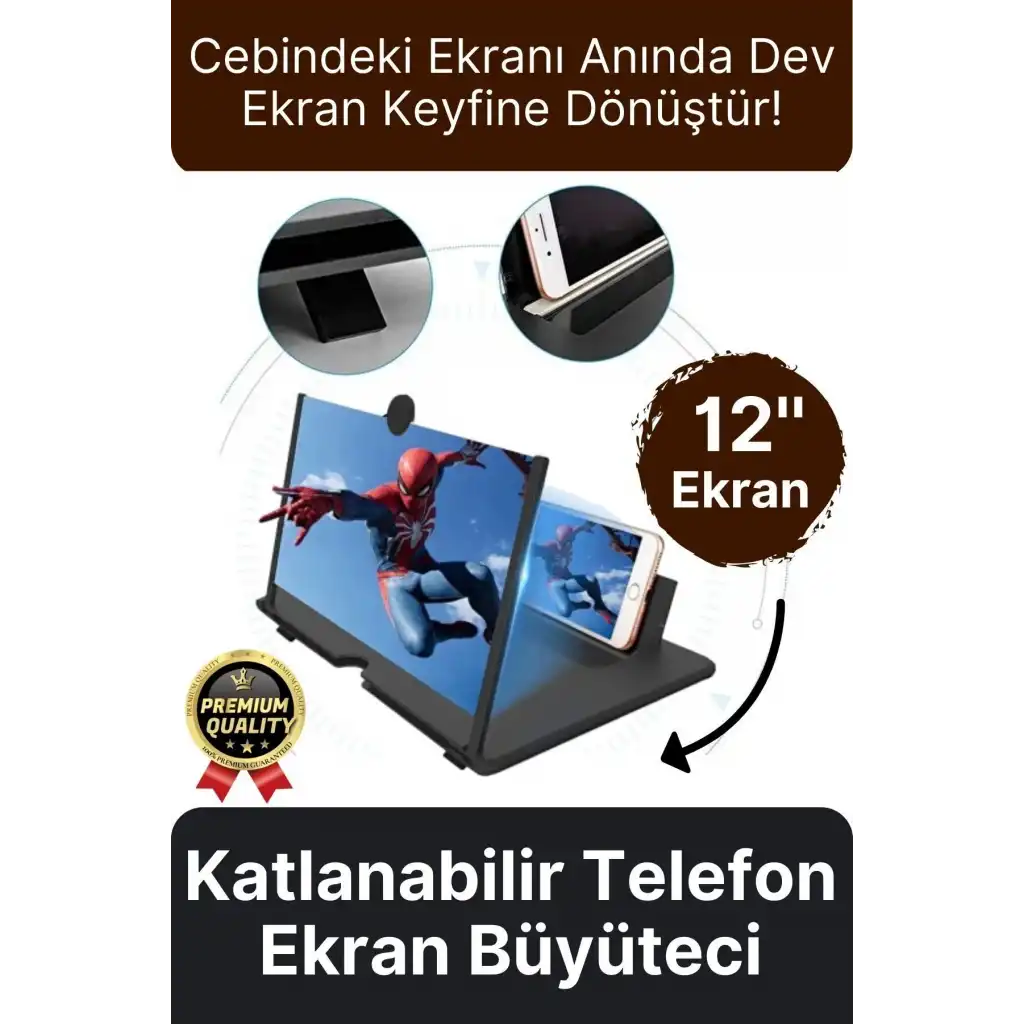 #EkranBüyüteci Katlanabilir Taşınabilir Tasarım Göz Korumalı Şeffaf Telefon 12 İnç Net Büyük Ekran