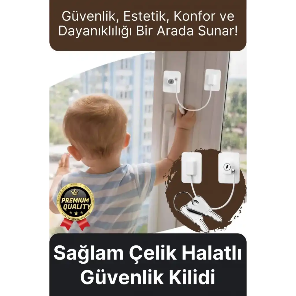#GüvenlikKilidi Dayanıklı Çelik Halat Beyaz Plaka Pvc Pencere Emniyet Çocuk Halatlı Güvenlik Kilidi