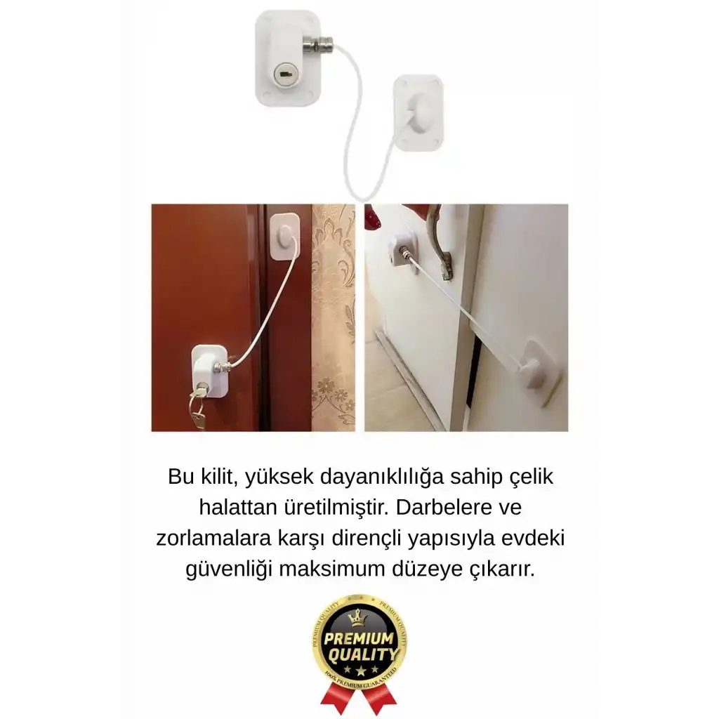#GüvenlikKilidi Dayanıklı Çelik Halat Beyaz Plaka Pvc Pencere Emniyet Çocuk Halatlı Güvenlik Kilidi