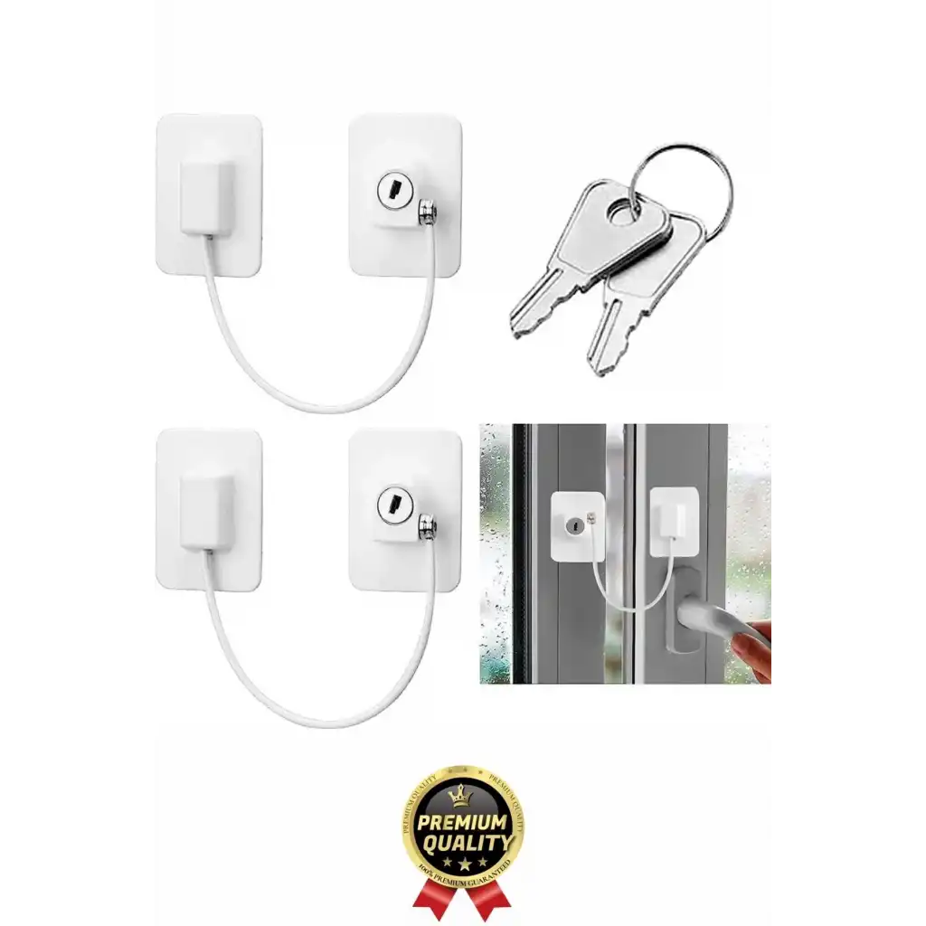 #GüvenlikKilidi Dayanıklı Çelik Halat Beyaz Plaka Pvc Pencere Emniyet Çocuk Halatlı Güvenlik Kilidi
