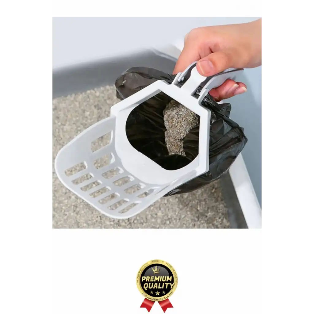 #KumKüreği Pratik Hızlı Hijyenik Ergonomik Tutma Saplı Torbalı Hazneli Elekli Kedi Kumu Küreği