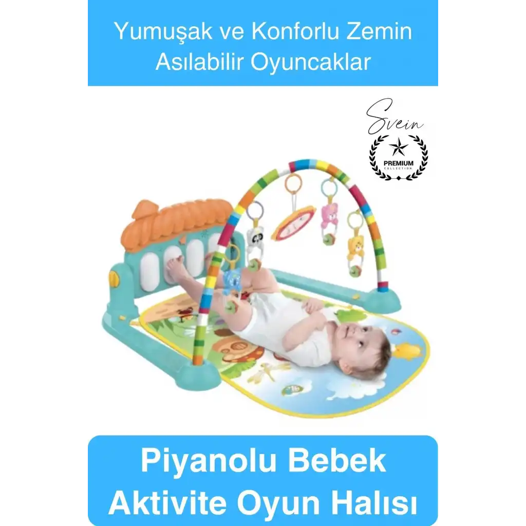 #OyunHalısı Piyanolu Bebek Aktivite Oyun Halısı Asılabilir Oyuncaklı Yumuşak Zemin Aktivite Matı