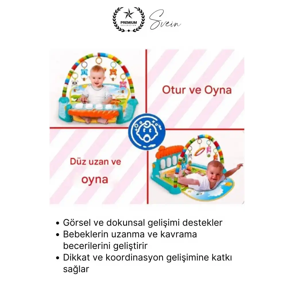 #OyunHalısı Piyanolu Bebek Aktivite Oyun Halısı Asılabilir Oyuncaklı Yumuşak Zemin Aktivite Matı