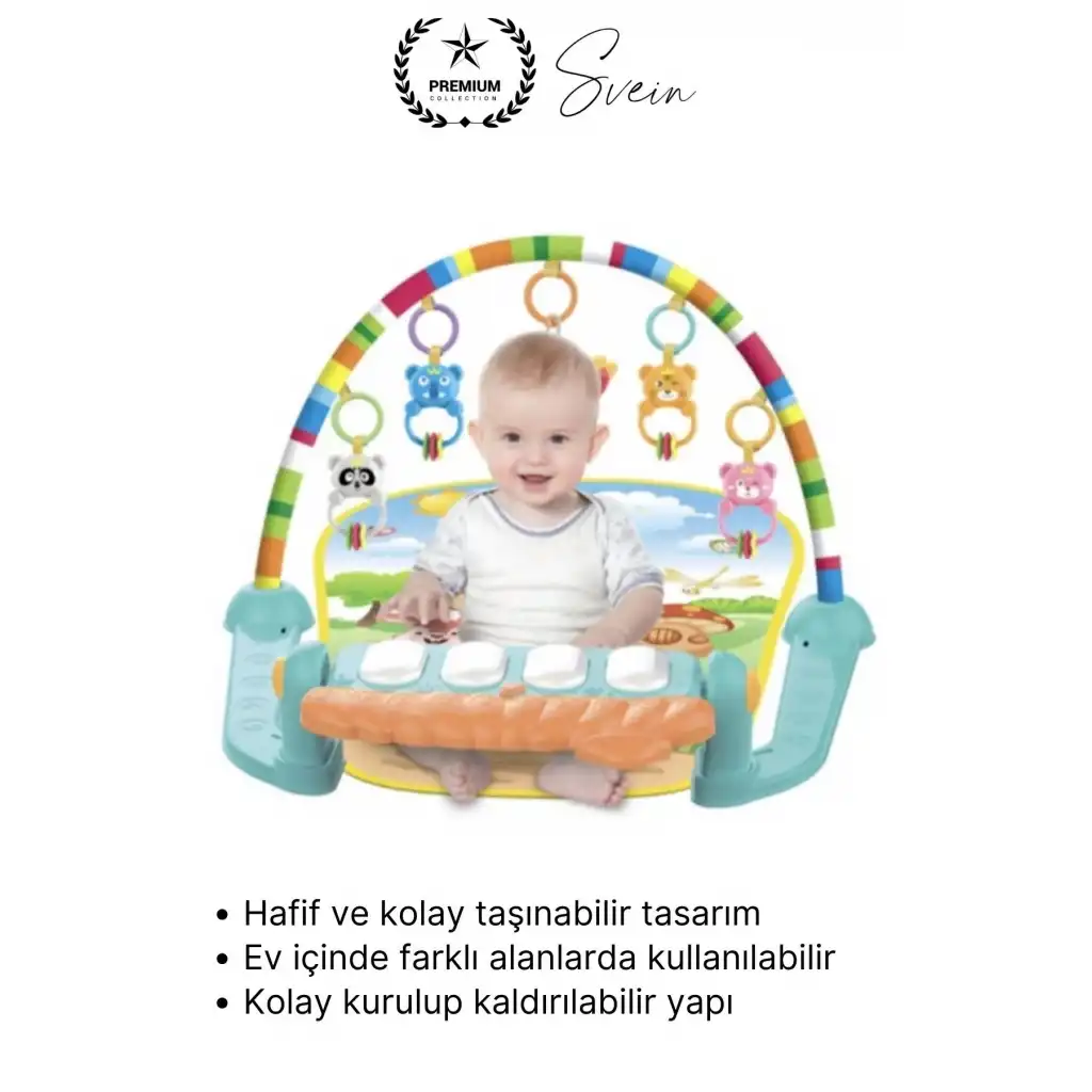 #OyunHalısı Piyanolu Bebek Aktivite Oyun Halısı Asılabilir Oyuncaklı Yumuşak Zemin Aktivite Matı