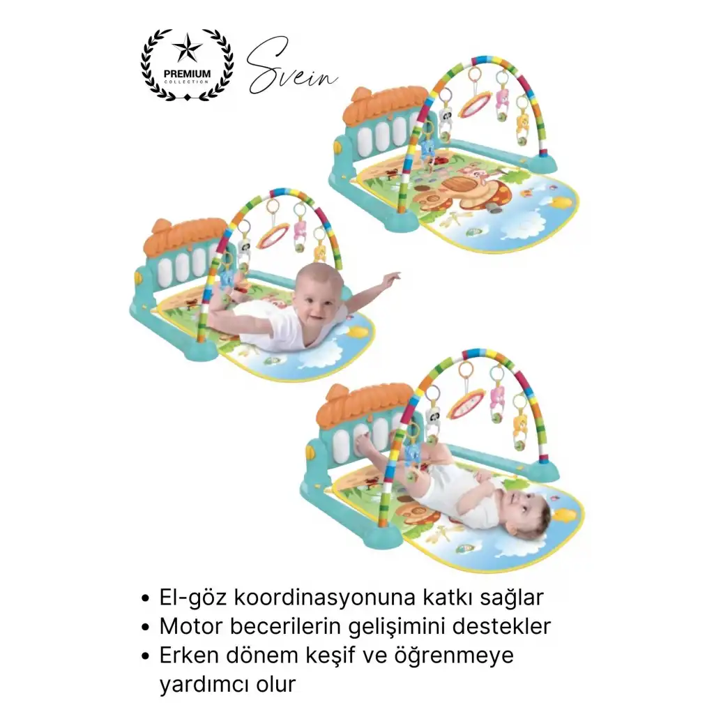 #OyunHalısı Piyanolu Bebek Aktivite Oyun Halısı Asılabilir Oyuncaklı Yumuşak Zemin Aktivite Matı