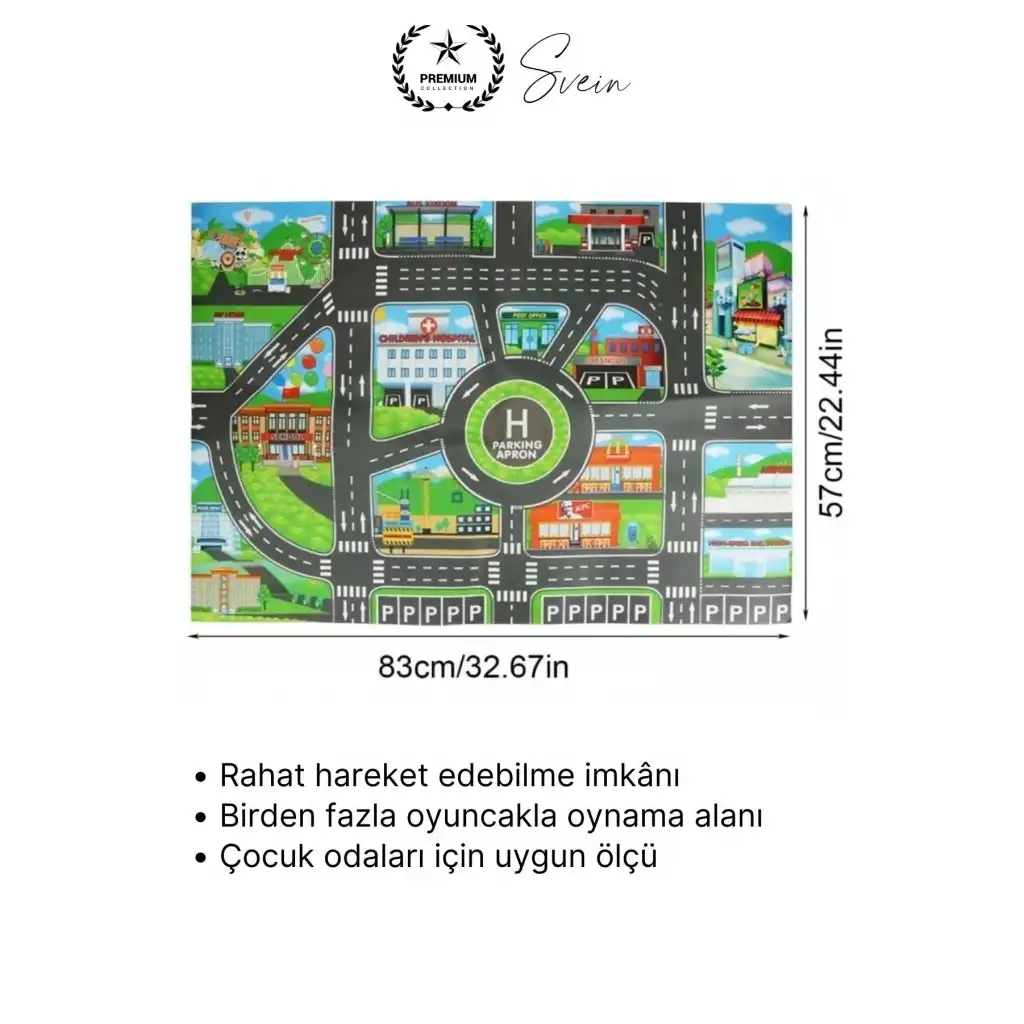 #Halı Şehir Yolu Desenli Çocuk Araba Oyun Halısı Eğitici Keşif Temalı Eğlenceli Yumuşak Konforlu