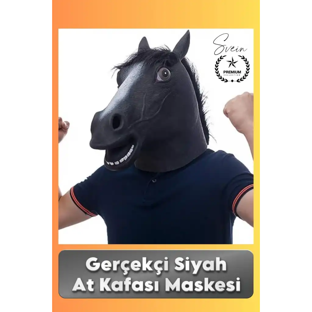 #Kostüm Gerçekçi Siyah At Kafası Maskesi Tam Kafa Kostüm Maskesi Parti Maskeli Balo Komik Şaka