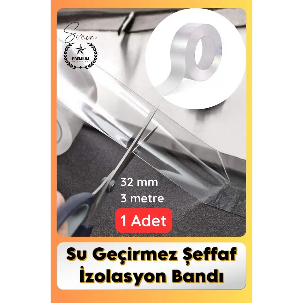 #SızdırmazBant 1 Adet Su Geçirmez Şeffaf İzolasyon Bandı Tezgah Lavabo Kenar Tamir Güçlü 38mm x 3m