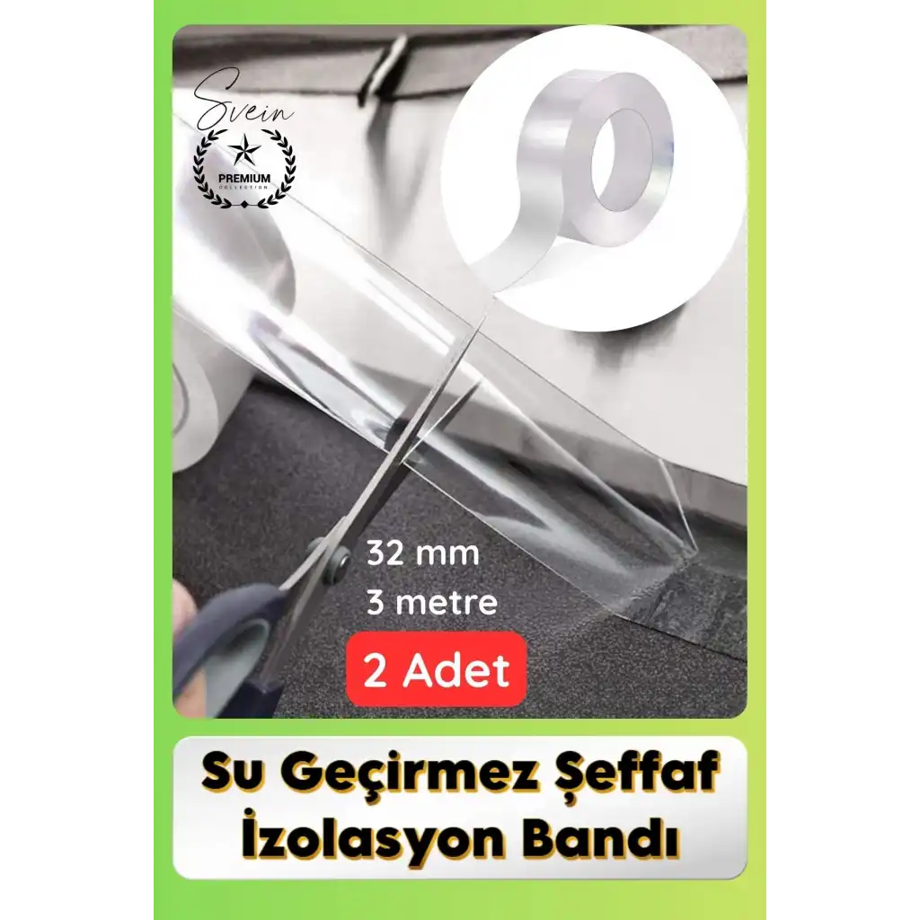 #SızdırmazBant 2 Adet Su Geçirmez Şeffaf İzolasyon Bandı Tezgah Lavabo Kenar Tamir Güçlü 38mm x 3m