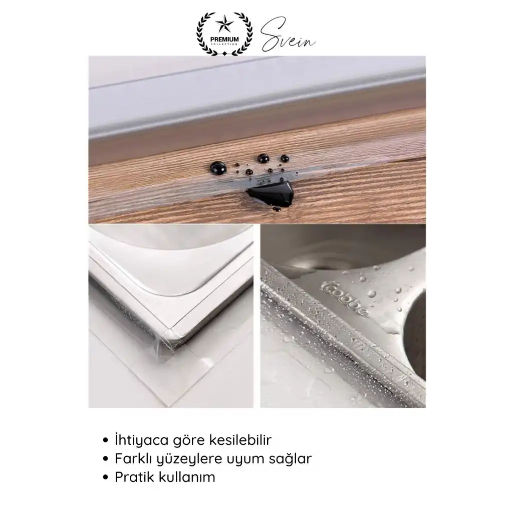 #SızdırmazBant 3 Adet Su Geçirmez Şeffaf İzolasyon Bandı Tezgah Lavabo Kenar Tamir Güçlü 38mm x 3m