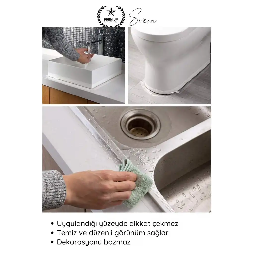 #SızdırmazBant 5 Adet Su Geçirmez Şeffaf İzolasyon Bandı Tezgah Lavabo Kenar Tamir Güçlü 38mm x 3m