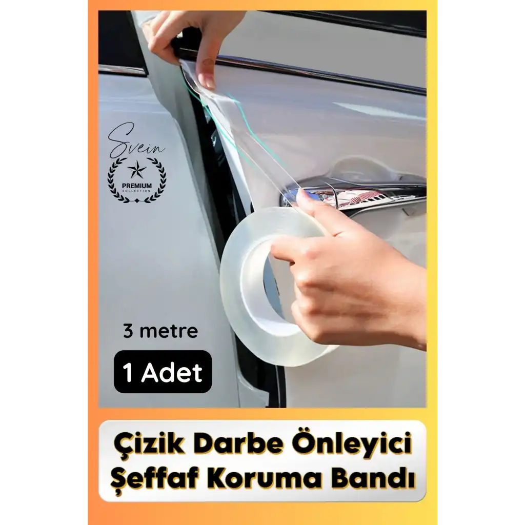 #KapıKoruma 1 Adet 3 Metre Oto Kapı Çizik Önleyici Şeffaf Koruma Bandı Darbe Koruyucu İz Bırakmaz