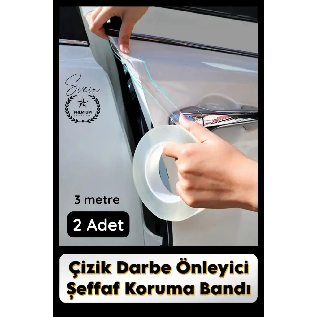 #KapıKoruma 2 Adet 3 Metre Oto Kapı Çizik Önleyici Şeffaf Koruma Bandı Darbe Koruyucu İz Bırakmaz