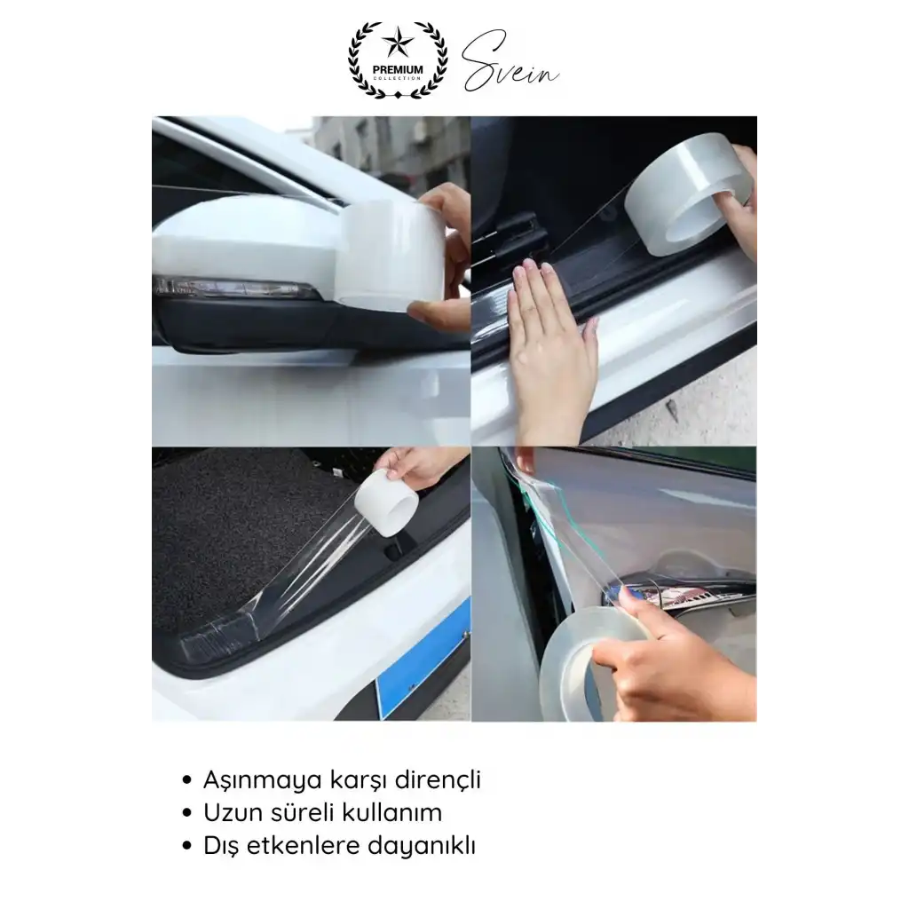 #KapıKoruma 2 Adet 3 Metre Oto Kapı Çizik Önleyici Şeffaf Koruma Bandı Darbe Koruyucu İz Bırakmaz