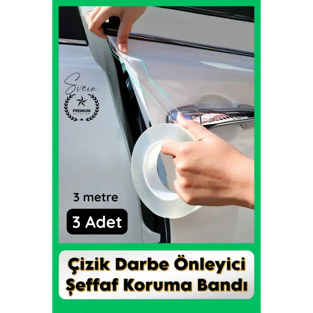 #KapıKoruma 3 Adet 3 Metre Oto Kapı Çizik Önleyici Şeffaf Koruma Bandı Darbe Koruyucu İz Bırakmaz