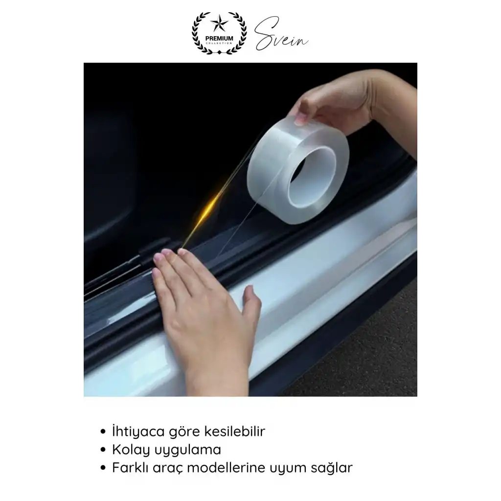 #KapıKoruma 4 Adet 3 Metre Oto Kapı Çizik Önleyici Şeffaf Koruma Bandı Darbe Koruyucu İz Bırakmaz