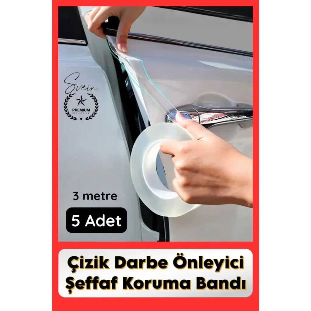 #KapıKoruma 5 Adet 3 Metre Oto Kapı Çizik Önleyici Şeffaf Koruma Bandı Darbe Koruyucu İz Bırakmaz