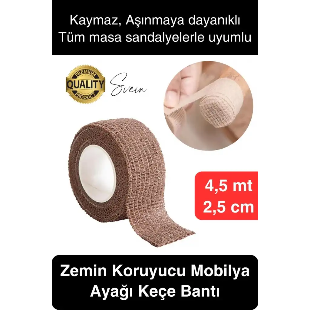 Özel Üretim 4,5 mt Zemin Koruyucu Ses Önleyici Keçe Bant Mobilya Eşya Ayağı Çizilmelere Karşı Koruma