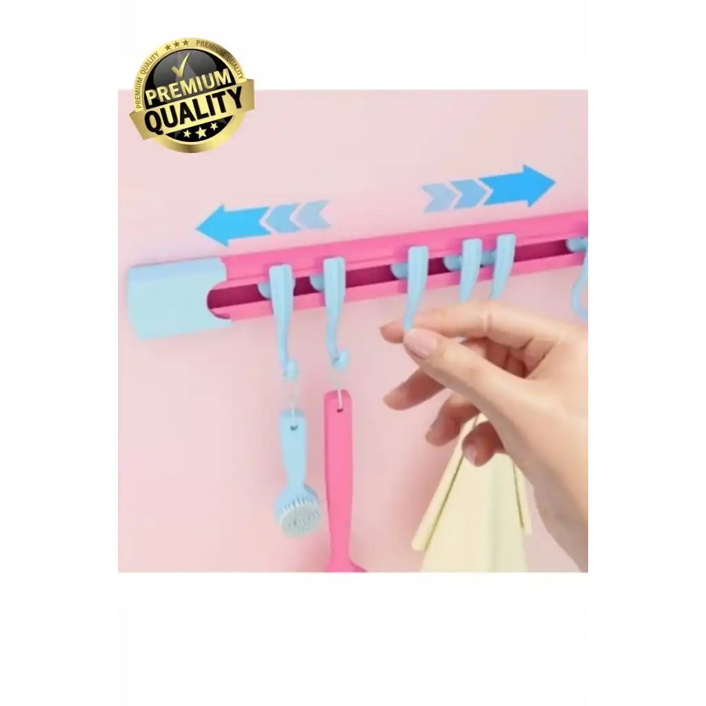 #Organizer Pratik Kullanım Depolama Düzen Raylı Hareketli Mutfak Banyo Düzenleyici Askı 10 Kancalı