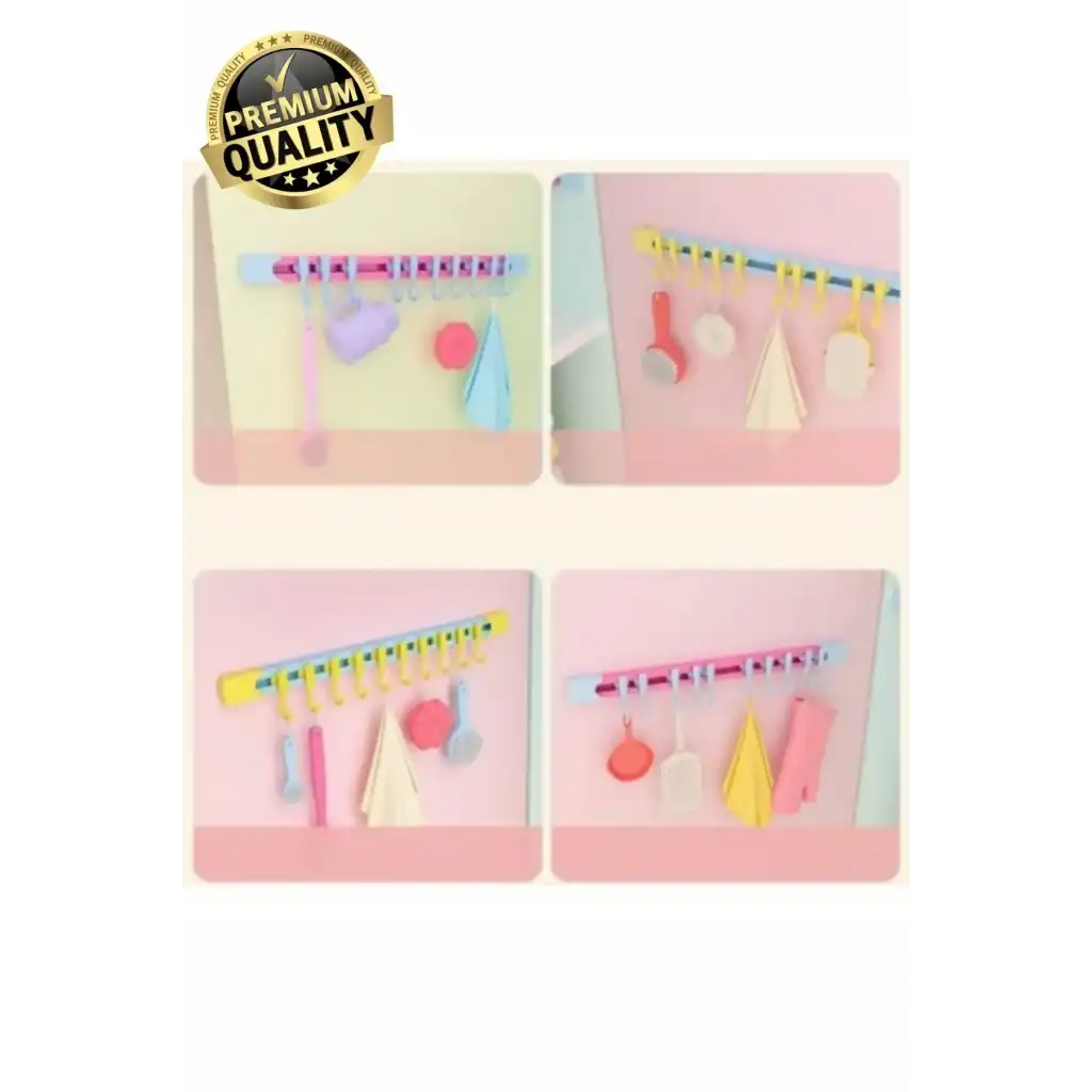 #Organizer Pratik Kullanım Depolama Düzen Raylı Hareketli Mutfak Banyo Düzenleyici Askı 10 Kancalı