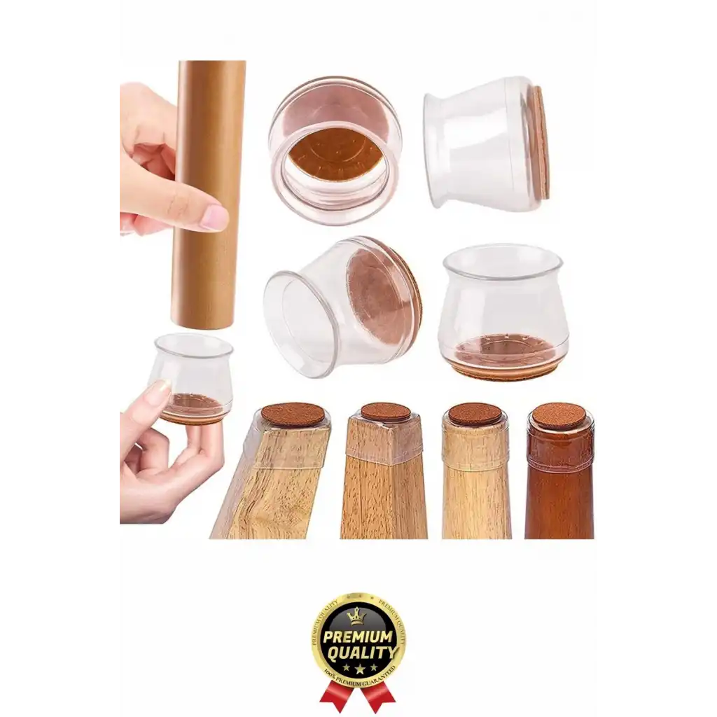 #Sandalye Sessiz Sürtünme Çizilme Önleyici Keçeli Şeffaf Silikon Sandalye Ayak Koruma Pedi 4 Adet