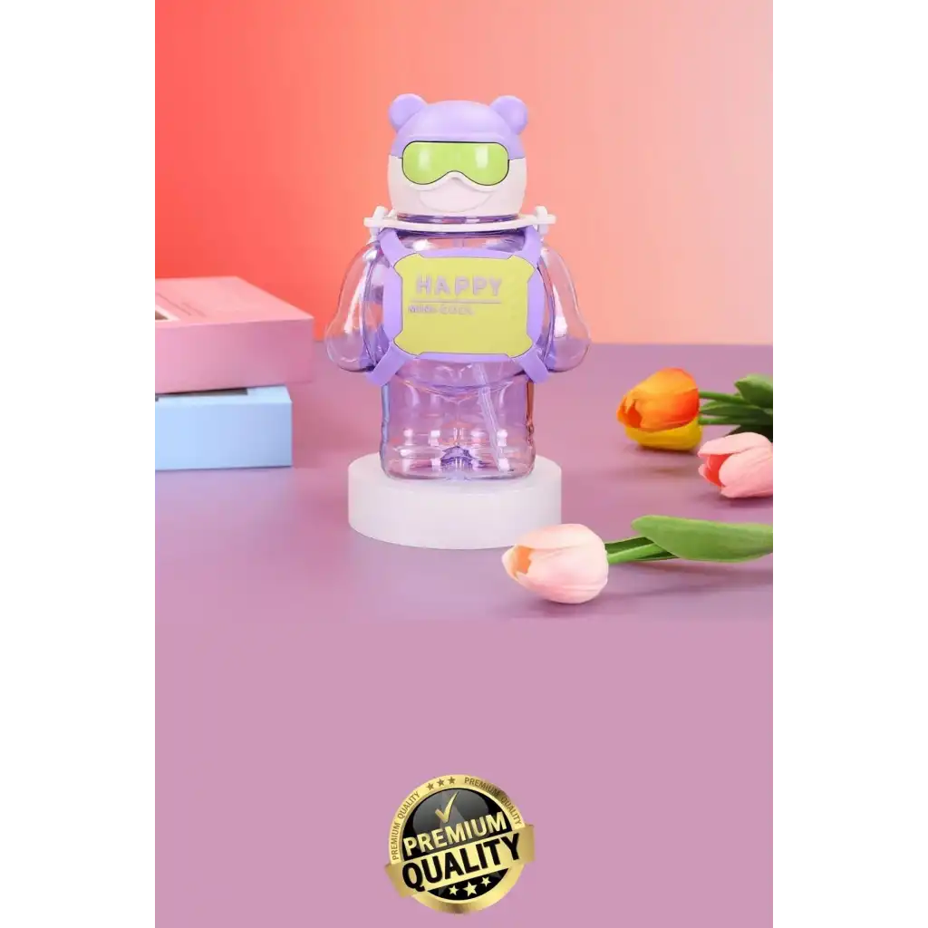 #Matara Kaliteli BPA İçermez Pipetli Askılı Çocuk Okul 3D Desenli Sevimli Robot Şeklinde Su Matarası