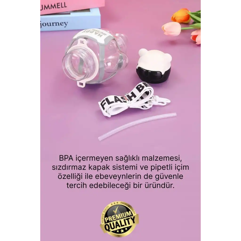 #Matara Kaliteli BPA İçermez Pipetli Askılı Çocuk Okul 3D Desenli Sevimli Robot Şeklinde Su Matarası