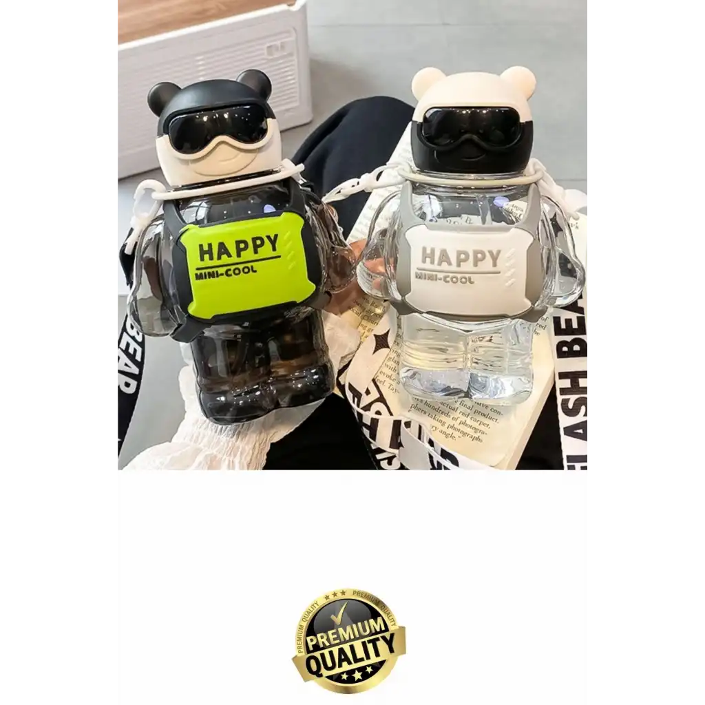 #Matara Kaliteli BPA İçermez Pipetli Askılı Çocuk Okul 3D Desenli Sevimli Robot Şeklinde Su Matarası