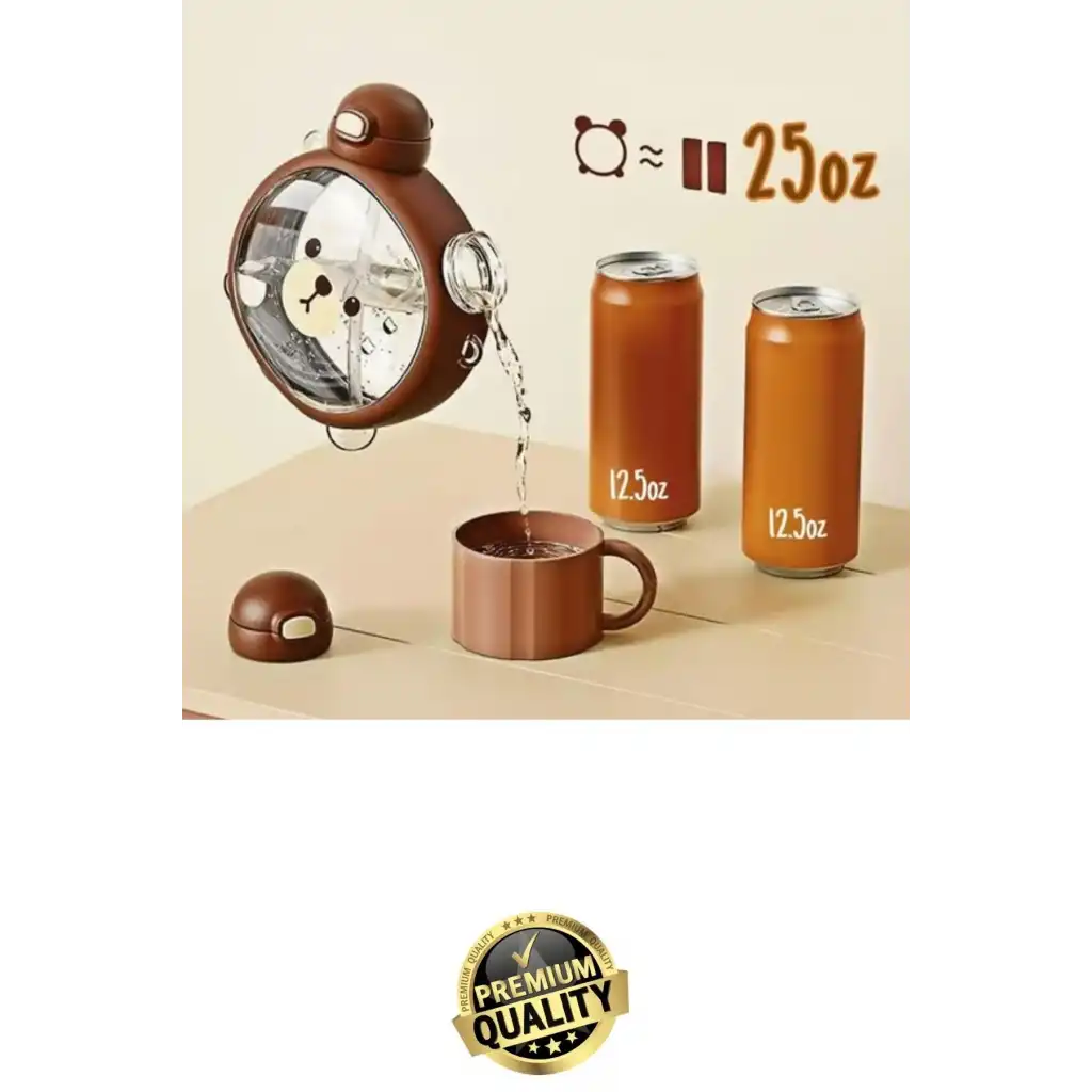 #Matara Kaliteli BPA İçermez Askılı Pipetli Çocuk Okul 3D Desenli Sevimli Ayıcık Model Su Matarası