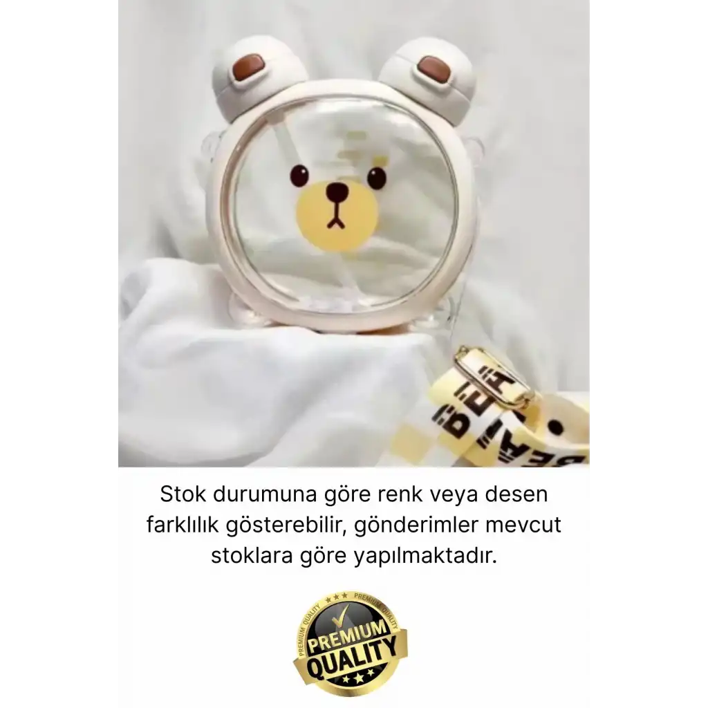 #Matara Kaliteli BPA İçermez Askılı Pipetli Çocuk Okul 3D Desenli Sevimli Ayıcık Model Su Matarası