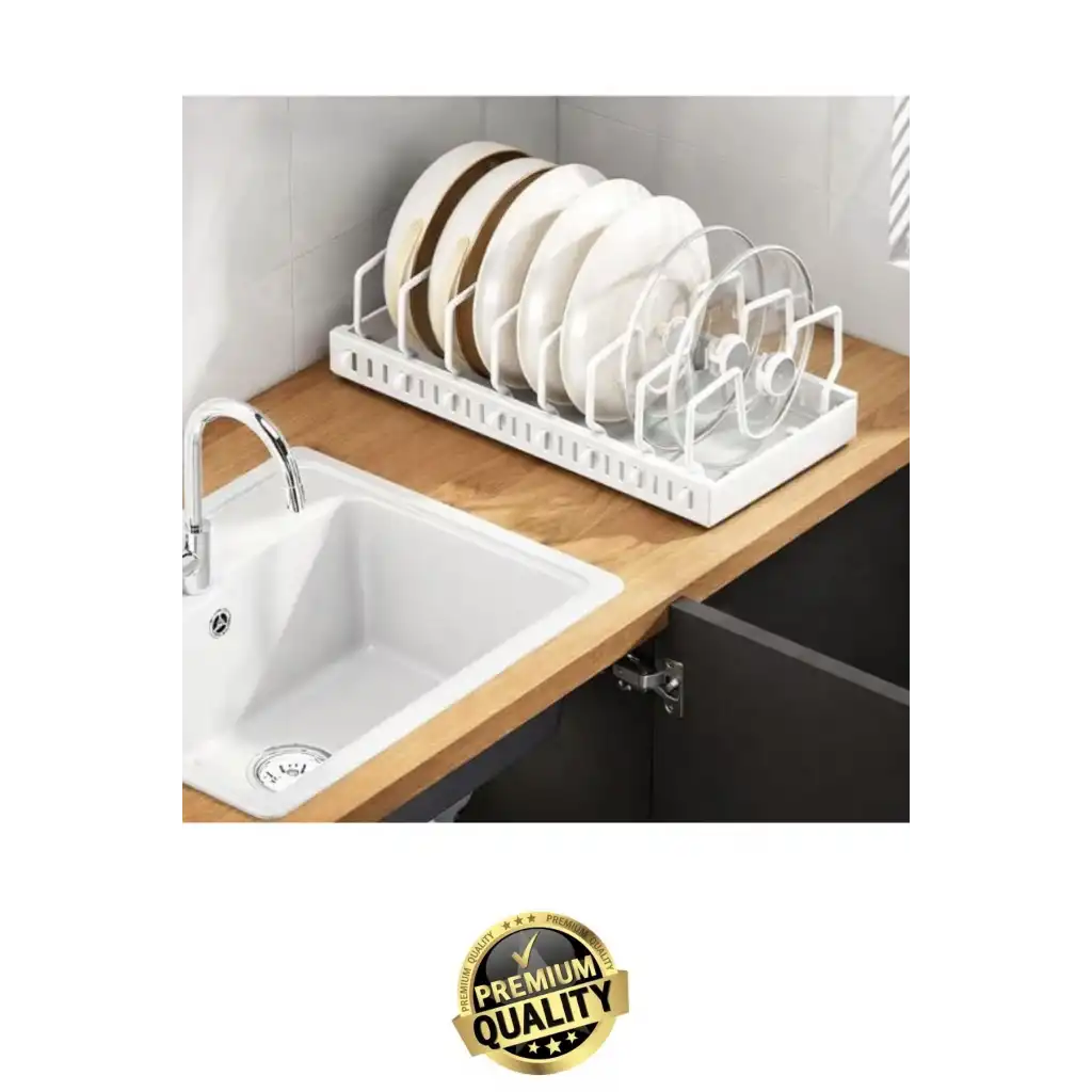 #Organizer Çok Amaçlı Ayarlanabilir Mutfak Metal Beyaz Renk Teleskopik Raylı Tava Tencere Organizeri