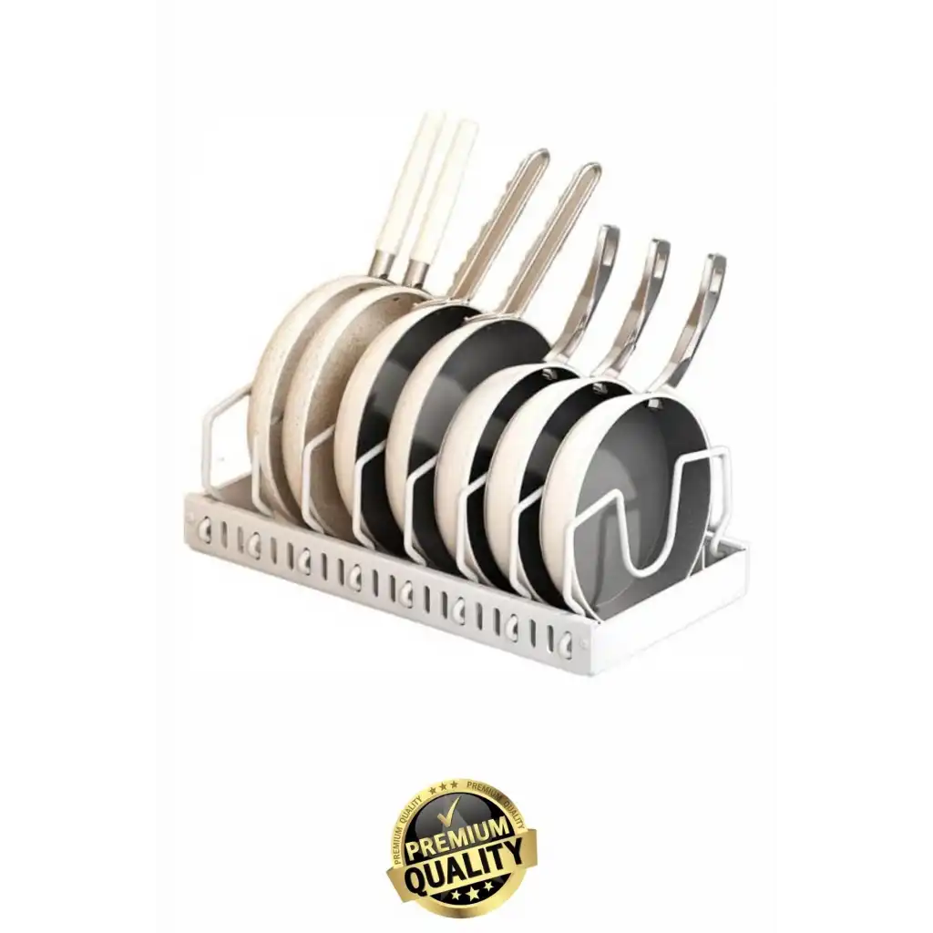 #Organizer Çok Amaçlı Ayarlanabilir Mutfak Metal Beyaz Renk Teleskopik Raylı Tava Tencere Organizeri