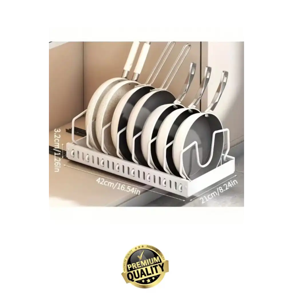 #Organizer Çok Amaçlı Ayarlanabilir Mutfak Metal Beyaz Renk Teleskopik Raylı Tava Tencere Organizeri