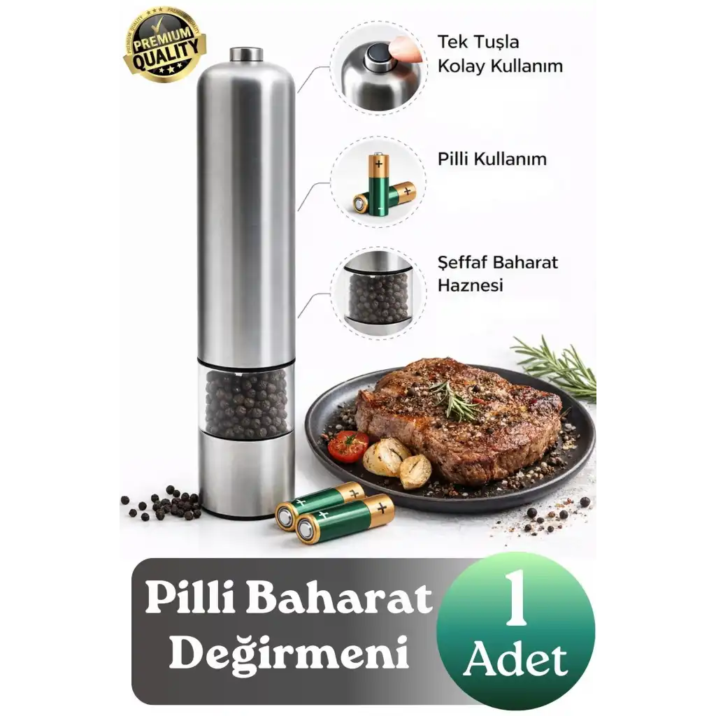 #Değirmen Pratik Mutfak Taze Zahmetsiz Pilli Otomatik Tuz Karabiber Baharat Çekme Değirmeni Öğütücü