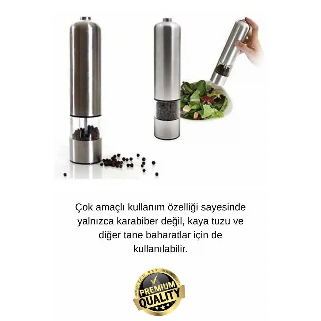 #Değirmen Pratik Mutfak Taze Zahmetsiz Pilli Otomatik Tuz Karabiber Baharat Çekme Değirmeni Öğütücü