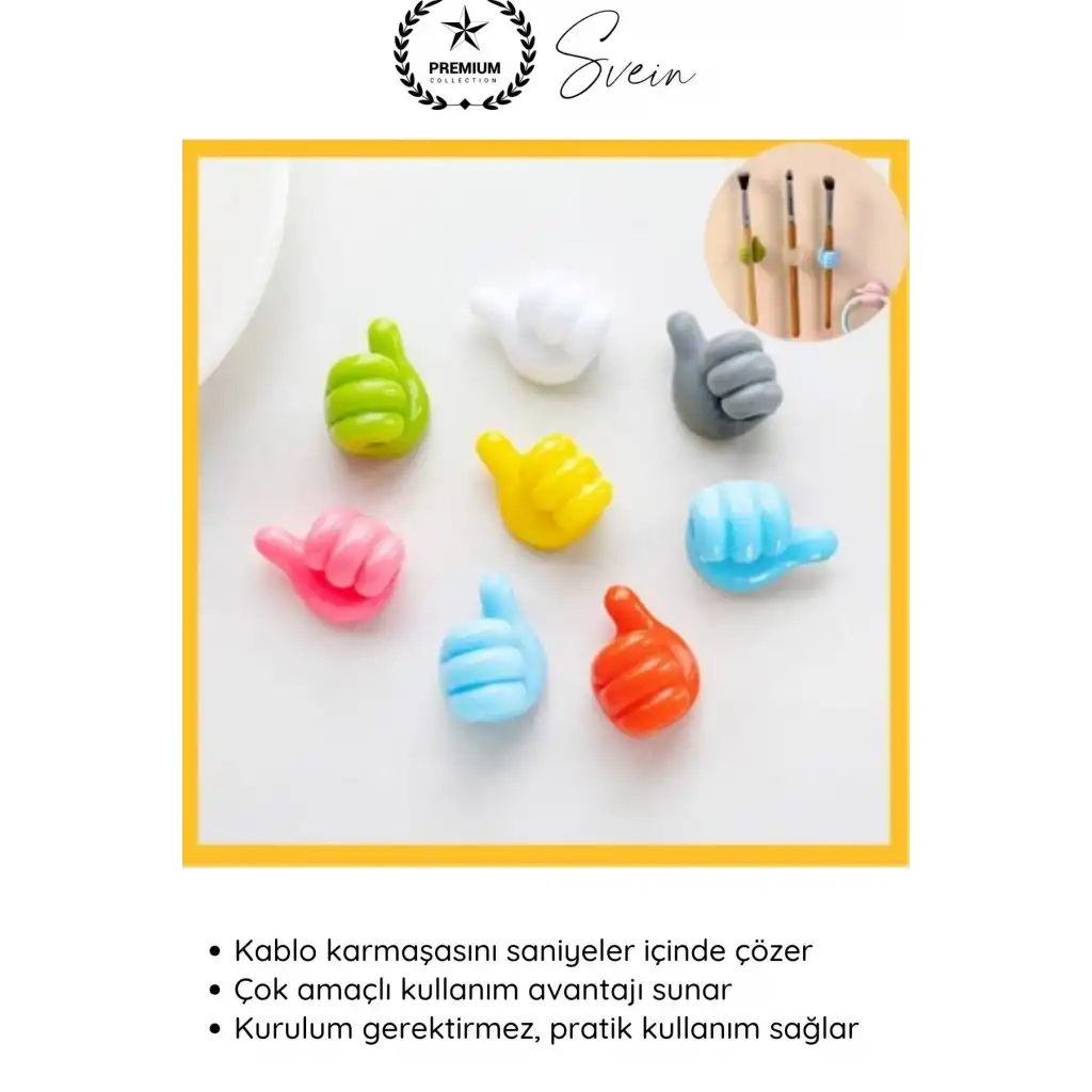 #KabloDüzenleyici 5li Renkli Başparmak Kablo Tutucu Yapışkanlı Organizer Düzenleyici Askı Aparatı