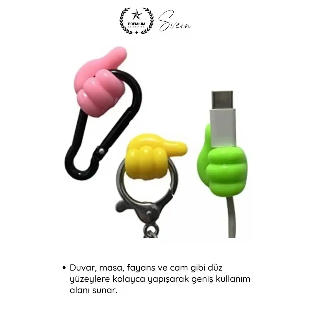 #KabloDüzenleyici 5li Renkli Başparmak Kablo Tutucu Yapışkanlı Organizer Düzenleyici Askı Aparatı