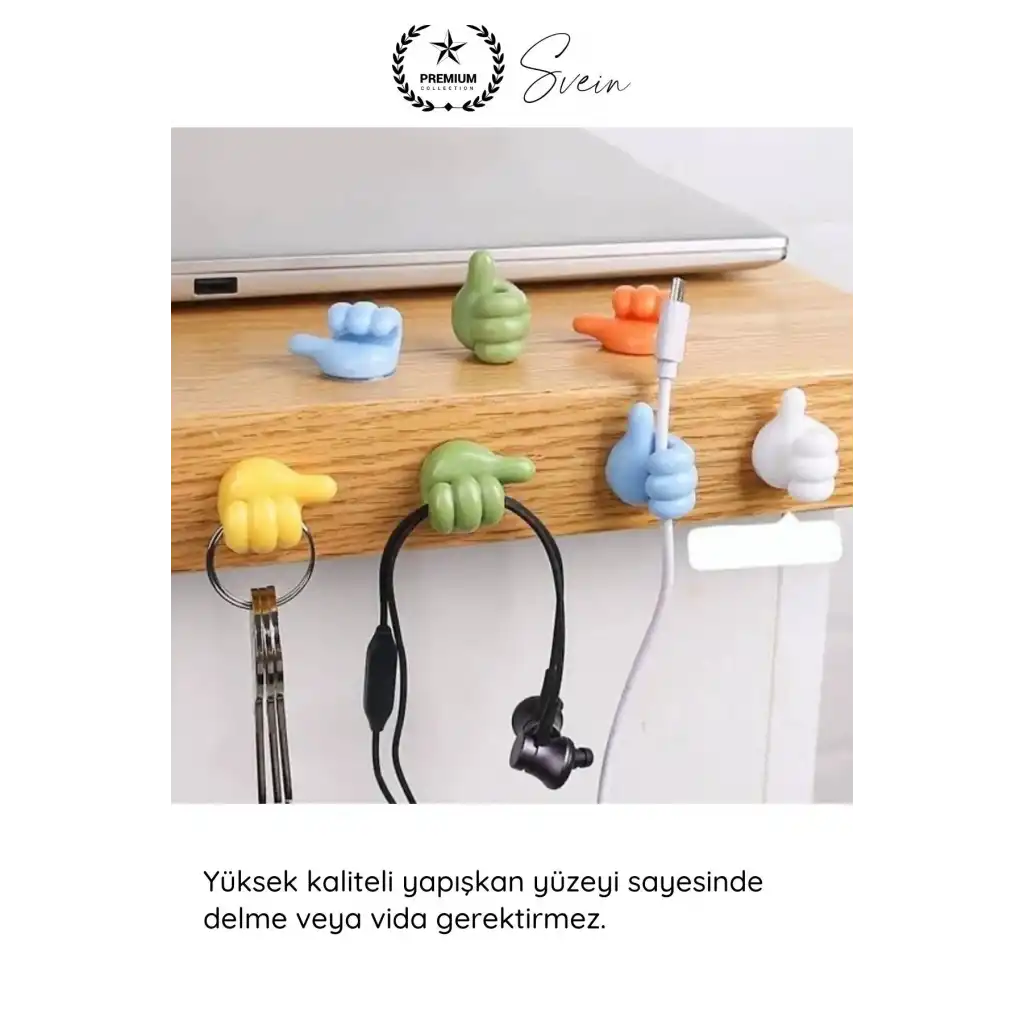 #KabloDüzenleyici 5li Renkli Başparmak Kablo Tutucu Yapışkanlı Organizer Düzenleyici Askı Aparatı