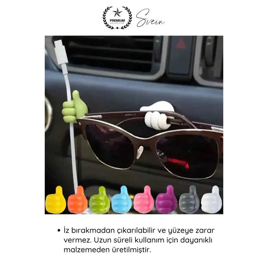 #KabloDüzenleyici 5li Renkli Başparmak Kablo Tutucu Yapışkanlı Organizer Düzenleyici Askı Aparatı