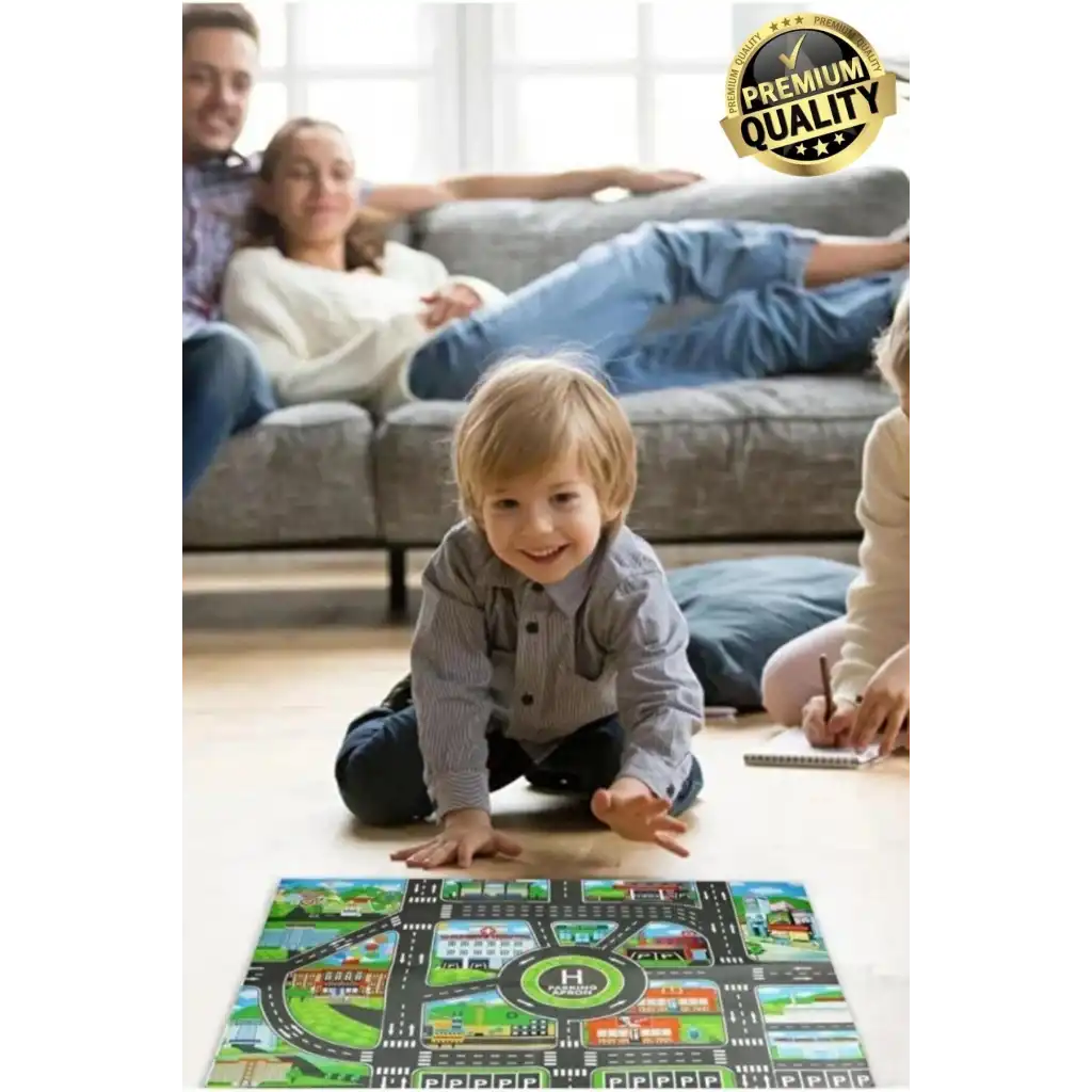 #OyunMatı Eğitici Araba Yolu Deseni Halı Hayal Gücü Keşfetmek Mutlu Eğlenceli Şehir Temalı Oyun Matı