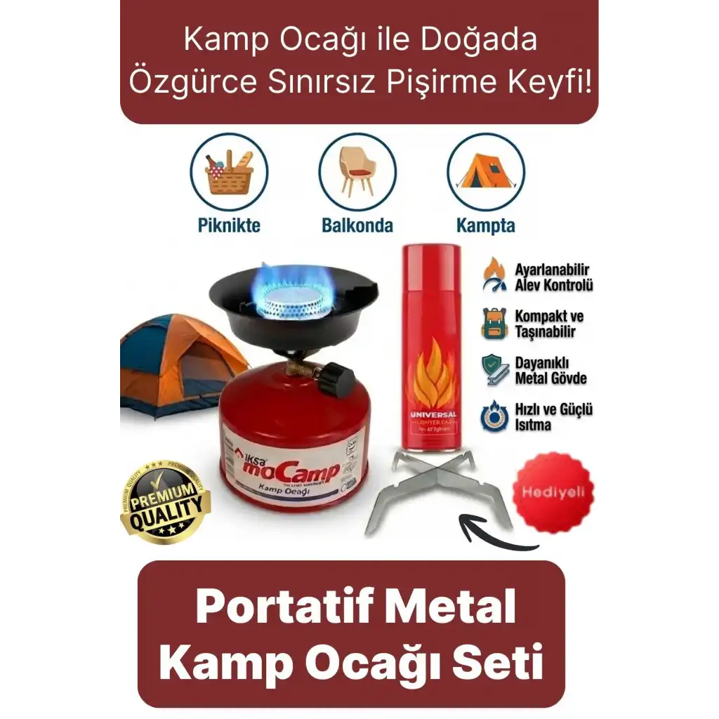 #KampOcağı Outdoor Tekrar Doldurabilir Devrilmez Ayaklı Portatif Pişirme Metal Kamp Ocağı Seti